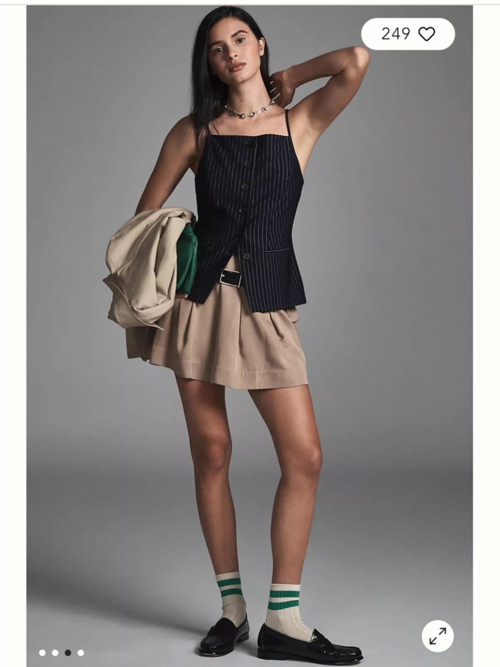 Sunday in Brooklyn Navy Pinstripe Vest Top - Picture 3 of 6